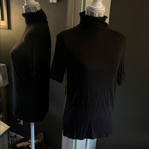 NWT. Michael Kors, Medium, Black Short Sleeve Turtleneck Top